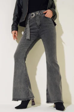 Belt Look Flared Jeans