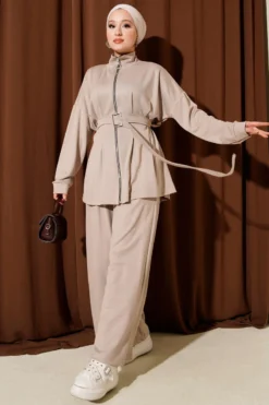 Belted Trousers Set Stone