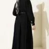 Belted Pleated Skirt Two-Piece Set Black wholesale clothing set view 3 - Hicabistan Turkey factory