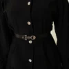 Belted Pleated Skirt Two-Piece Set Black wholesale clothing set view 4 - Hicabistan Turkey factory