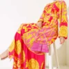 Belted Printed Maxi Dress Fuchsia