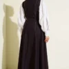 Belted Denim Dress Burgundy wholesale dress view 3 - Hicabistan Turkey factory
