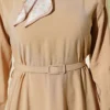 Belted Tencel Dress Beige en gros dress view 4 - Hicabistan usine Turquie
