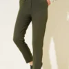 Belted Fabric Trousers Khaki wholesale pants view 2 - Hicabistan Turkey factory