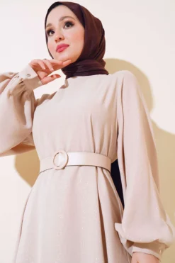 Alternative view of Belted Glitter Dress Beige