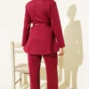 Belted Snap Jacket Two-Piece Set Burgundy wholesale clothing set view 3 - Hicabistan Turkey factory