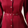 Belted Snap Jacket Two-Piece Set Burgundy wholesale clothing set view 4 - Hicabistan Turkey factory