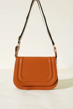 Alternative view of Brown Striped Magnetic Bag