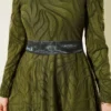 Self-Patterned Tulle Belt Evening Dress Khaki al por mayor dress view 4 - Hicabistan fábrica Turquía