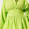Self-Tie Front Gathered Tunic Green al por mayor tunic view 4 - Hicabistan fábrica Turquía