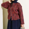 Jacketed Dress Set with Kilim Pattern Navy Blue wholesale clothing set view 2 - Hicabistan Turkey factory