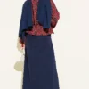 Jacketed Dress Set with Kilim Pattern Navy Blue wholesale clothing set view 3 - Hicabistan Turkey factory