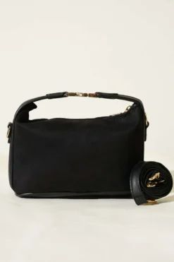Alternative view of Black Suede Bag with Key Handle Detail