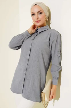 Shirt with Epaulettes Grey