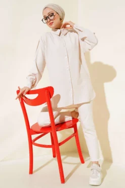 Shirt with Epaulettes Stone