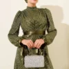 Tie Strap Sequin Evening Dress Khaki wholesale dress view 2 - Hicabistan Turkey factory