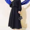 Elastic Cuff Skirt Set Black en gros clothing set - Hicabistan usine Turquie