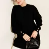 Button Detail Knit Tunic Black