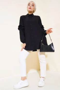 Alternative view of Shirt with Ruffle Sleeve Detail Black