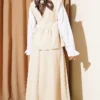 Side Tied Skirt Set with Sleeve Detail Beige بالجملة clothing set view 3 - Hicabistan مصنع تركيا