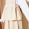 Side Tied Skirt Set with Sleeve Detail Beige بالجملة clothing set view 4 - Hicabistan مصنع تركيا