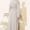 Dress with Sleeve Tie Detail Grey wholesale dress view 3 - Hicabistan Turkey factory