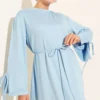 Dress with Sleeve Tie Detail Blue al por mayor dress view 2 - Hicabistan fábrica Turquía