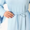 Dress with Sleeve Tie Detail Blue al por mayor dress view 4 - Hicabistan fábrica Turquía