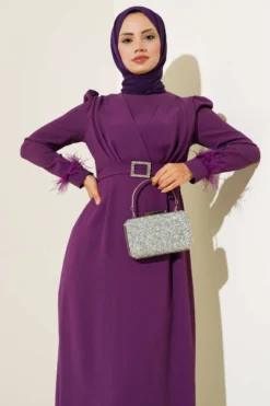 Alternative Ansicht von Feathered Belted Dress Purple