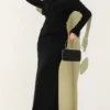 Feathered Glitter Evening Dress Black