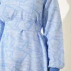 Dress with Ribbed Sleeve and Neckline Pattern Blue wholesale dress view 4 - Hicabistan Turkey factory