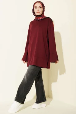 Vista alternativa di Side Slit Tunic Burgundy