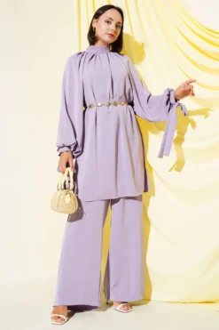 Tie-Belt Two-Piece Set Lilac