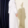Dress with Bow Detail Sleeves Grey all'ingrosso dress view 3 - Hicabistan fabbrica Turchia
