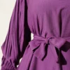 Pleated Sleeve Belted Two-Piece Set wholesale clothing set view 4 - Hicabistan Turkey factory