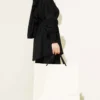 Pleated Sleeve Belted Two-Piece Set Black en gros clothing set view 3 - Hicabistan usine Turquie