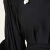 Pleated Sleeve Belted Two-Piece Set Black en gros clothing set view 4 - Hicabistan usine Turquie