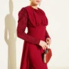 Cape Dress with Sequin Detail Burgundy Großhandel dress view 3 - Hicabistan Türkei Fabrik