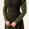 Cape Dress with Sequin Detail Khaki al por mayor dress view 4 - Hicabistan fábrica Turquía