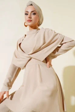 Alternative view of Crepe Tunic Two-Piece Set Beige