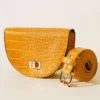 Crocodile Oval Belt Bag Mustard