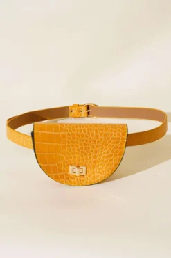 Alternative view of Crocodile Oval Belt Bag Mustard