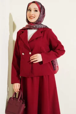 Alternative view of Blazer Skirt Set Burgundy