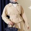 Wrap Neck Double Belted Skirt Set Beige wholesale clothing set view 2 - Hicabistan Turkey factory