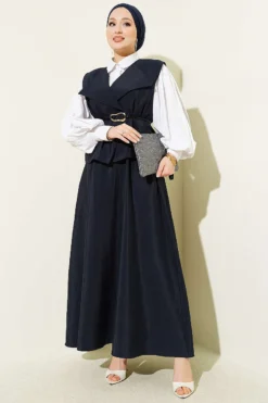 Alternative view of Wrap Neck Parachute Vest Skirt Set Navy Blue
