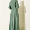 Wrap Neck Embellished Satin Evening Dress groothandel dress view 3 - Hicabistan Turkije fabriek