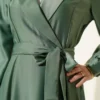 Wrap Neck Embellished Satin Evening Dress groothandel dress view 4 - Hicabistan Turkije fabriek