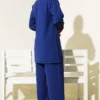 Wrap Side Tie Two-Piece Set Navy Blue al por mayor clothing set view 3 - Hicabistan fábrica Turquía