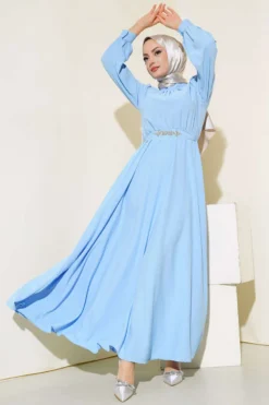 Belted Stone Dress Blue