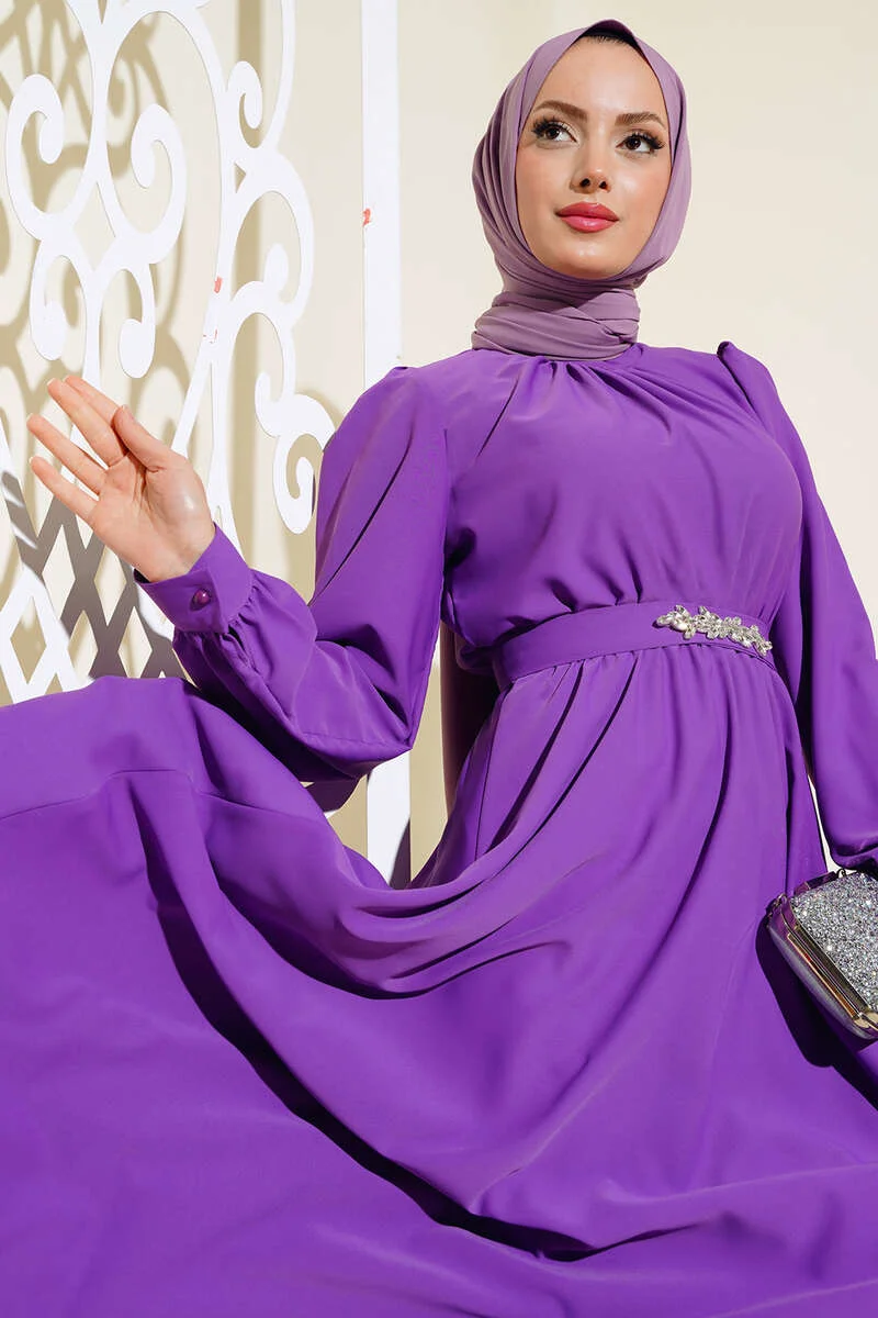 Belted Stone Dress بالجملة dress - Hicabistan مصنع تركيا